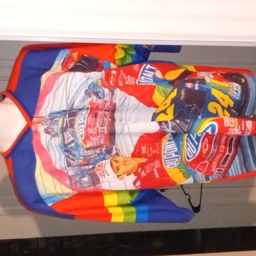 Vintage Jeff Gordon Hockey Jersey 90's NASCAR memorabilia featuring artwork